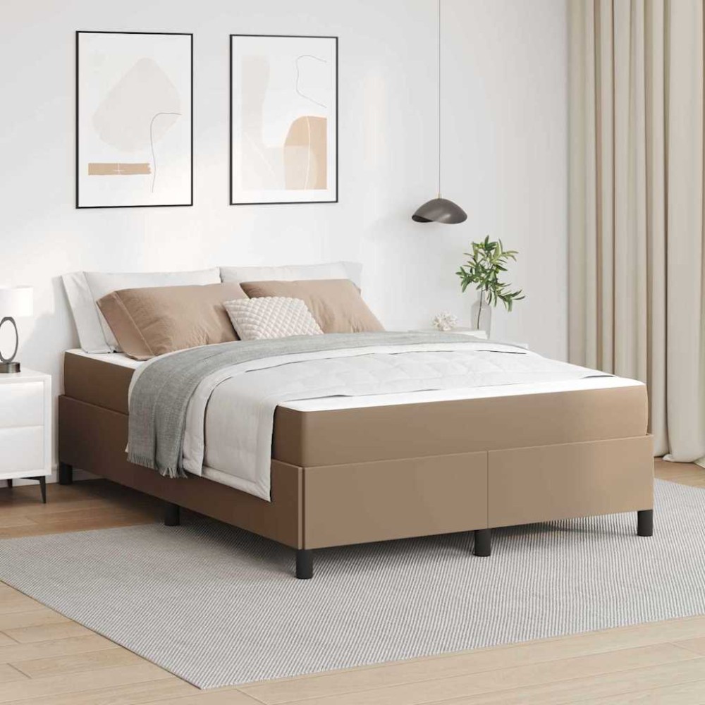 vidaXL Cadru de pat cu saltea cu saltea Cappuccino 140 x 200 cm