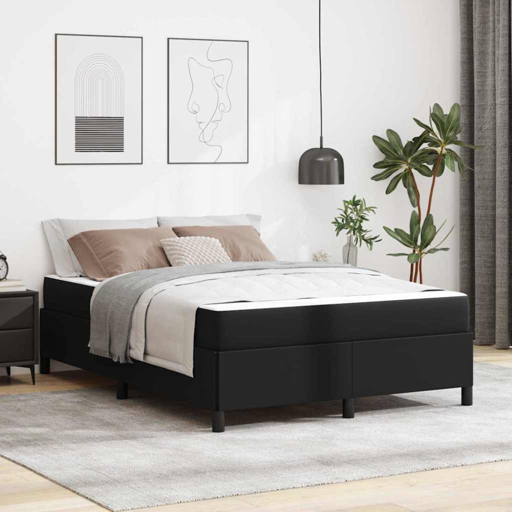 vidaXL Cadru de pat cu saltea Negru 160 x 200 cm Piele artificială