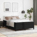 vidaXL Cadru de pat cu saltea Negru 160 x 200 cm Piele artificială