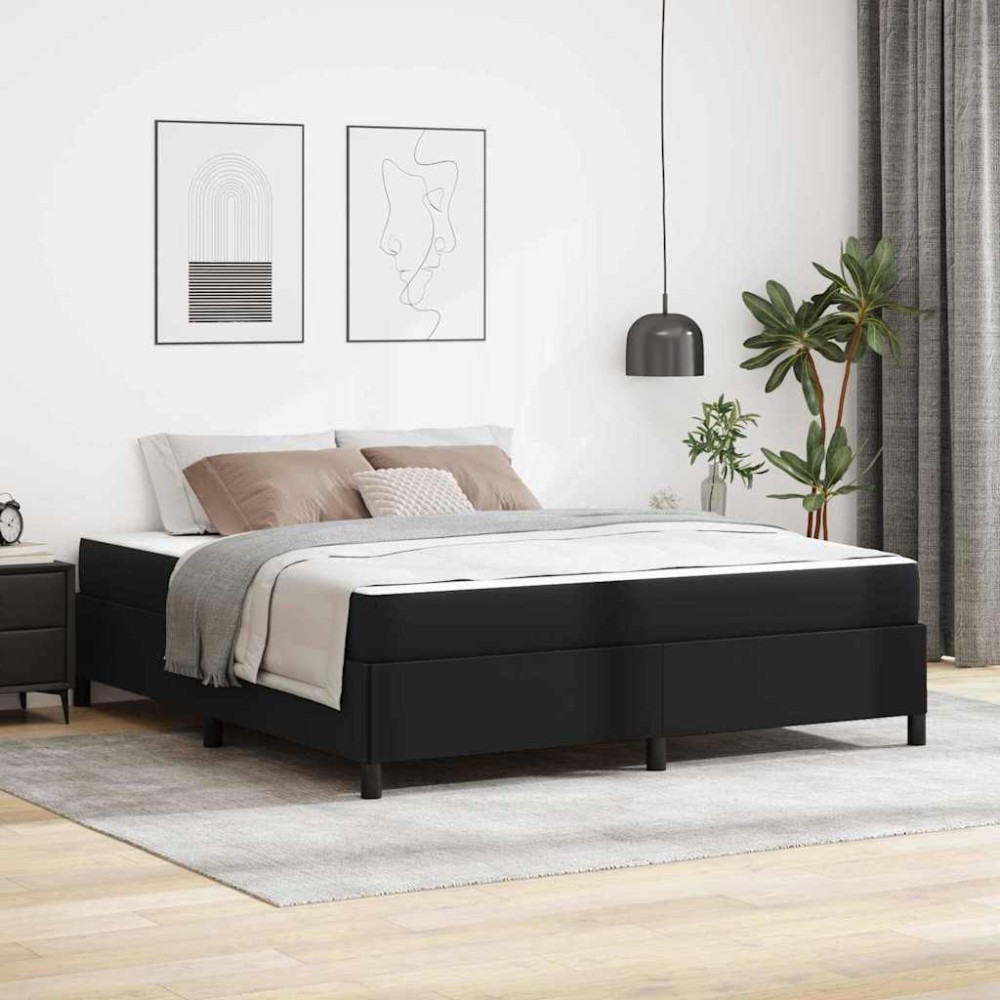 vidaXL Cadru de pat cu saltea Negru 180 x 200 cm Piele artificială