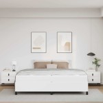 vidaXL Cadru de pat cu saltea Alb 200 x 200 cm Piele artificială