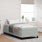 vidaXL Cadru de pat Gri deschis, gri și alb 90 x 190 cm Catifea vidaXL Cadru de pat Gri deschis, gri și alb 90 x 190 cm Catifea
