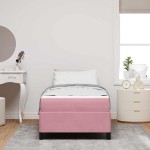 vidaXL Cadru de pat cu saltea Roz și alb 90 x 200 cm Catifea vidaXL Cadru de pat cu saltea Roz și alb 90 x 200 cm Catifea