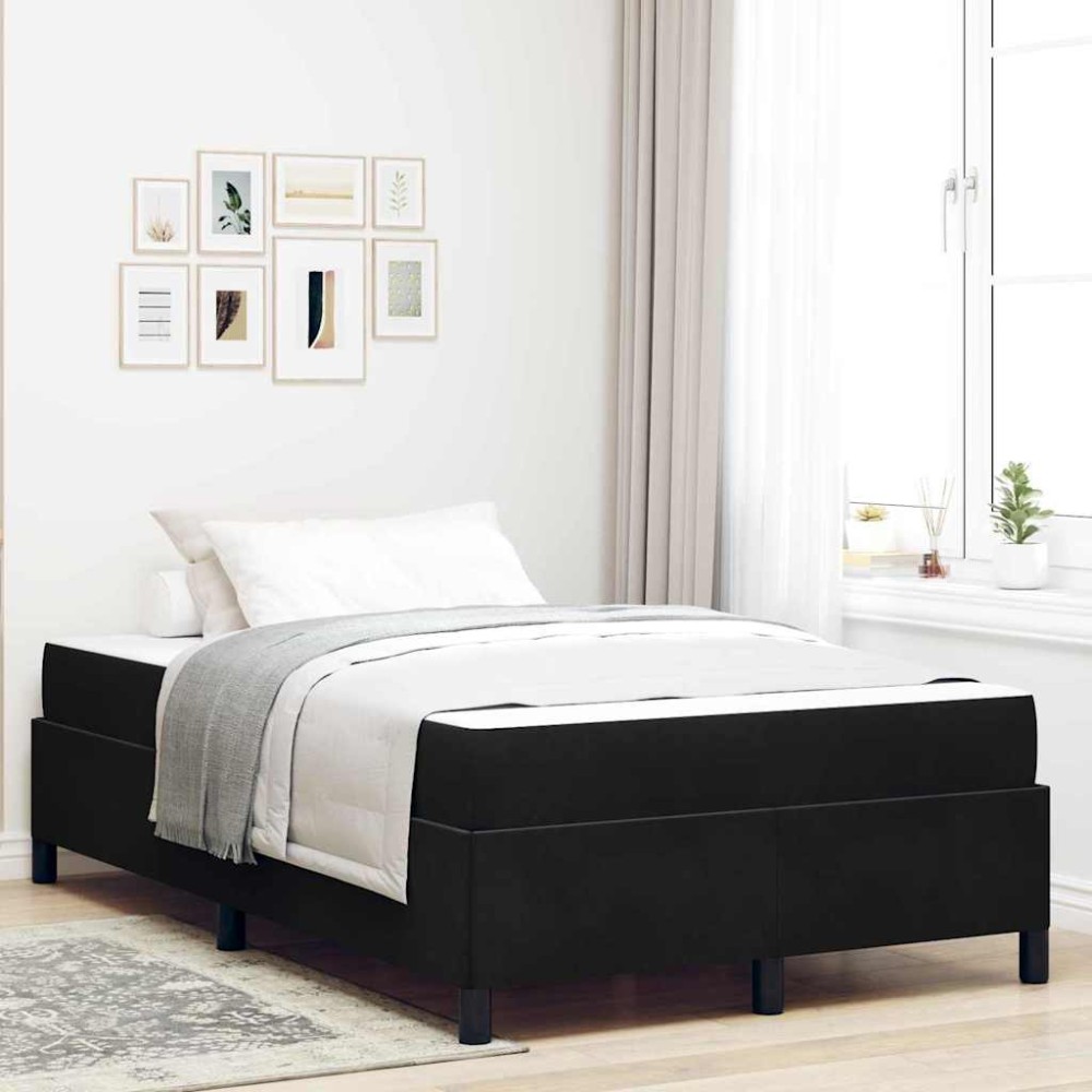 vidaXL Cadru de pat cu saltea Negru și Alb 120 x 190 cm Catifea