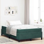 vidaXL Cadru de pat cu saltea Verde închis și alb 120 x 190 cm Catifea vidaXL Cadru de pat cu saltea Verde închis și alb 120 x 190 cm Catifea