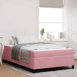 vidaXL Cadru de pat cu saltea Roz și alb 120 x 200 cm Catifea