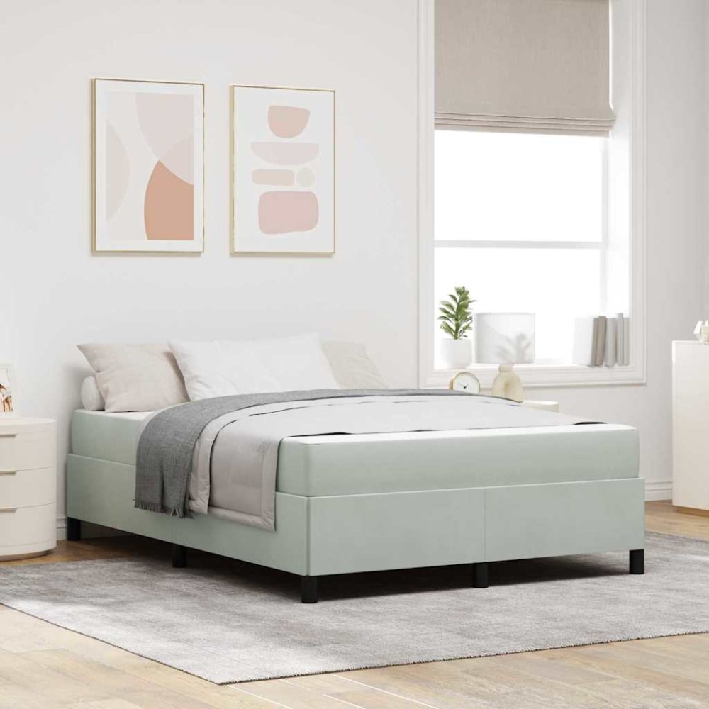 vidaXL Cadru de pat cu saltea Gri deschis și gri 140 x 190 cm Catifea