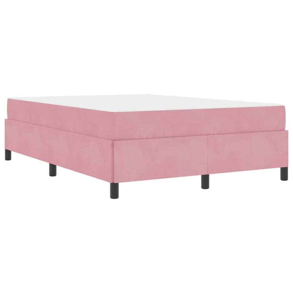 vidaXL Cadru de pat cu saltea Roz și alb 140 x 190 cm Catifea