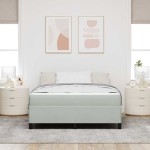 vidaXL Cadru de pat Gri deschis, gri și alb 140 x 200 cm Catifea vidaXL Cadru de pat Gri deschis, gri și alb 140 x 200 cm Catifea