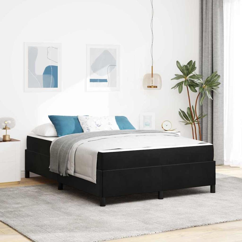 vidaXL Cadru de pat cu saltea Negru și Alb 140 x 200 cm Catifea