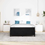 vidaXL Cadru de pat cu saltea Negru și Alb 140 x 200 cm Catifea