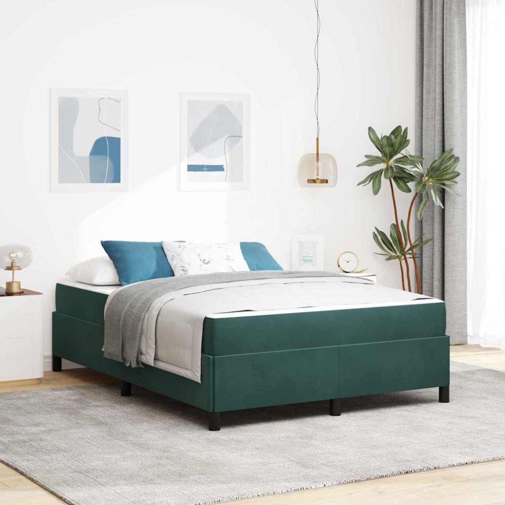 vidaXL Cadru de pat Altele Verde închis și alb 140 x 200 cm Catifea