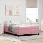 vidaXL Cadru de pat cu saltea Roz și alb 160 x 200 cm Catifea