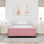 vidaXL Cadru de pat cu saltea Roz și alb 160 x 200 cm Catifea