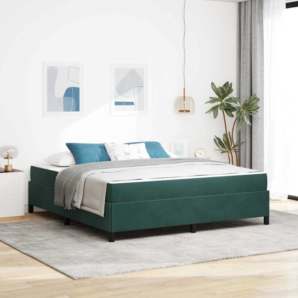 vidaXL Cadru de pat Altele Verde închis și alb 180 x 200 cm Catifea
