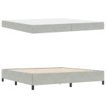 vidaXL Cadru de pat Gri deschis, gri și alb 200 x 200 cm Catifea vidaXL Cadru de pat Gri deschis, gri și alb 200 x 200 cm Catifea