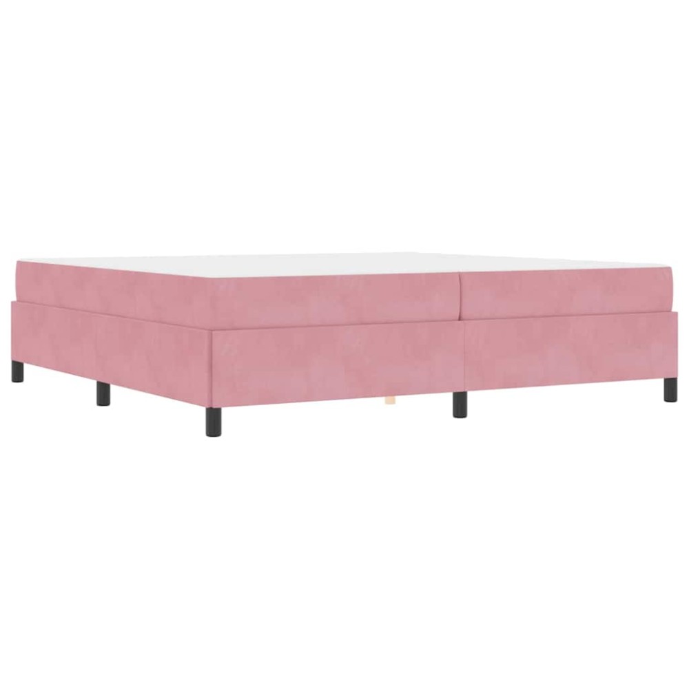 vidaXL Cadru de pat cu saltea Roz și alb 200 x 200 cm Catifea
