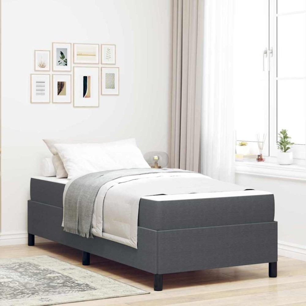 vidaXL Cadru de pat Gri închis 90 x 200 cm Țesătură de catifea