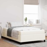 vidaXL Cadru de pat Crem 120 x 200 cm Țesătură de catifea