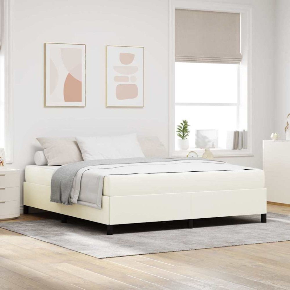 vidaXL Cadru de pat Altele Crem 180 x 200 cm Țesătură de catifea