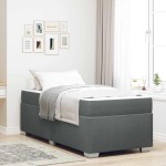 vidaXL Cadru de pat Gri închis 90 x 190 cm țesătură vidaXL Cadru de pat Gri închis 90 x 190 cm țesătură