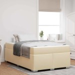 vidaXL Cadru de pat Crem 120 x 190 cm țesătură vidaXL Cadru de pat Crem 120 x 190 cm țesătură