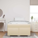 vidaXL Cadru de pat Crem 120 x 190 cm țesătură vidaXL Cadru de pat Crem 120 x 190 cm țesătură