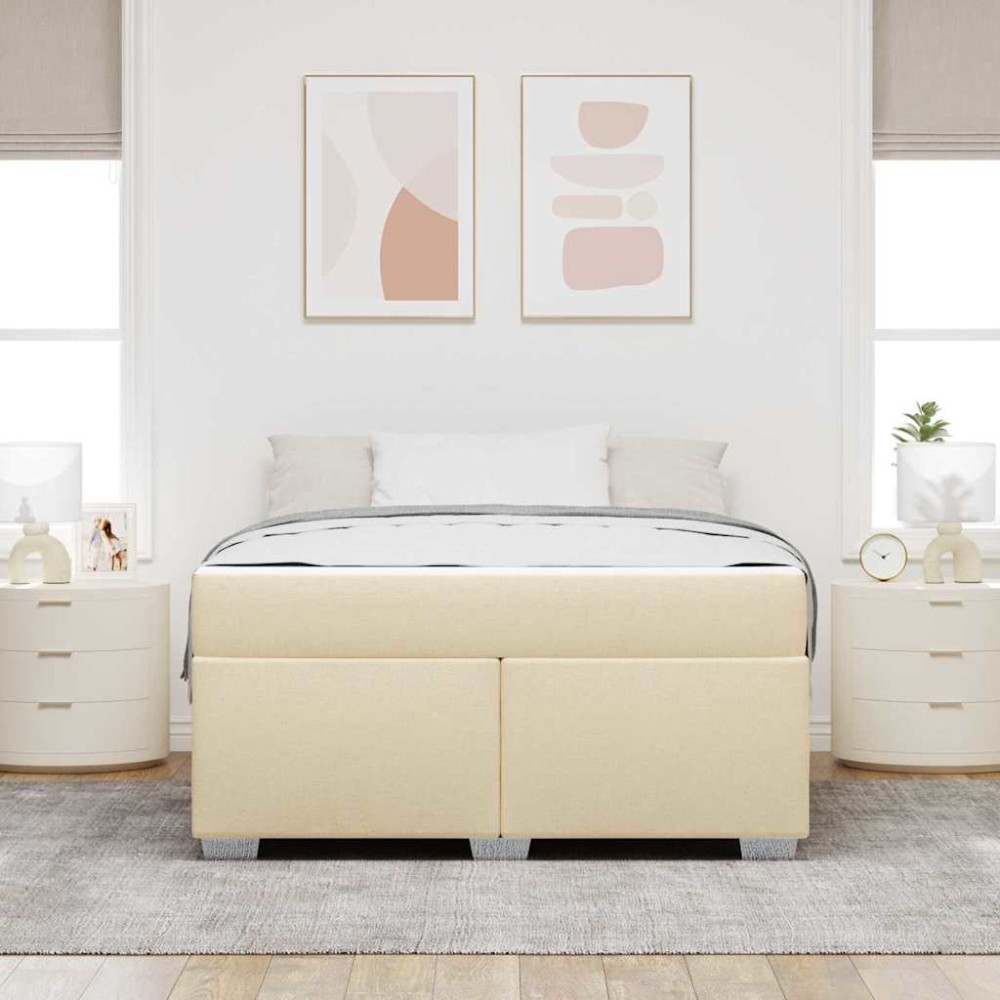 vidaXL Cadru de pat Altele Crem 160 x 200 cm țesătură