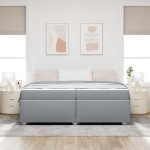 vidaXL Cadru de pat Gri deschis 200 x 200 cm țesătură vidaXL Cadru de pat Gri deschis 200 x 200 cm țesătură