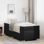 vidaXL Cadru de pat cu saltea Negru 90 x 200 cm țesătură