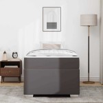 vidaXL Cadru de pat Gri 90 x 200 cm Piele artificială vidaXL Cadru de pat Gri 90 x 200 cm Piele artificială