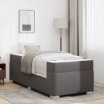 vidaXL Cadru de pat Gri 100 x 200 cm Piele artificială vidaXL Cadru de pat Gri 100 x 200 cm Piele artificială