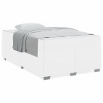 vidaXL Cadru de pat cu saltea Alb 120 x 200 cm țesătură