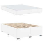 vidaXL Cadru de pat cu saltea Alb 140 x 200 cm țesătură
