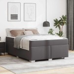 vidaXL Cadru de pat Gri 140 x 200 cm Piele artificială vidaXL Cadru de pat Gri 140 x 200 cm Piele artificială