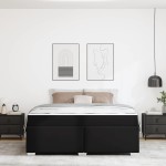 vidaXL Cadru de pat cu saltea Negru 180 x 200 cm țesătură