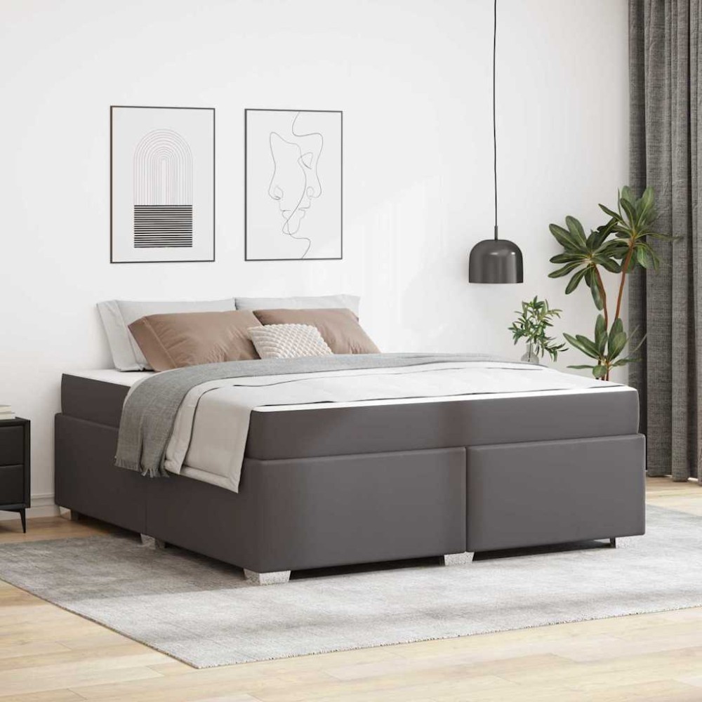 vidaXL Cadru de pat Gri 180 x 200 cm Piele artificială