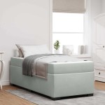 vidaXL Cadru de pat cu saltea Gri deschis 90 x 190 cm Catifea