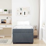 vidaXL Cadru de pat cu saltea cu saltea Gri închis 90 x 190 cm Catifea