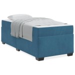 vidaXL Cadru de pat cu saltea Albastru închis 90 x 190 cm Catifea
