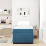 vidaXL Cadru de pat cu saltea Albastru închis 90 x 200 cm Catifea