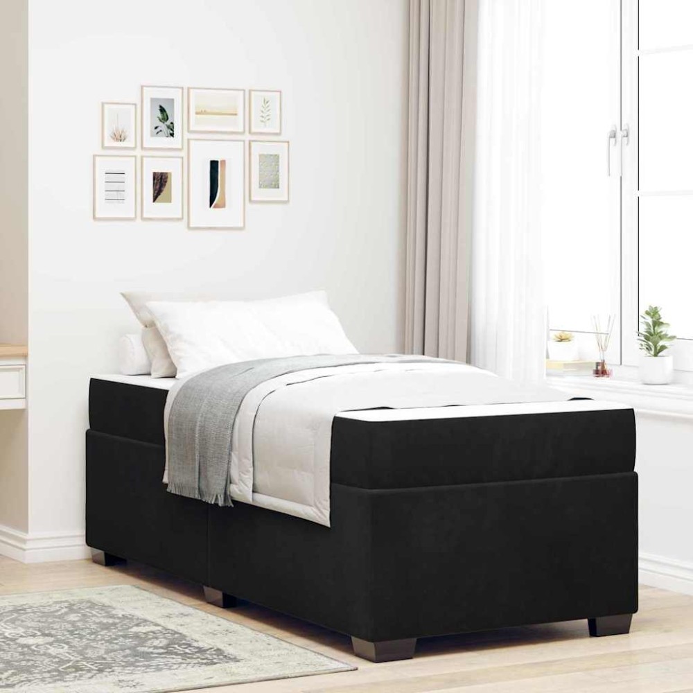 vidaXL Cadru de pat cu saltea cu saltea Negru 100 x 200 cm Catifea