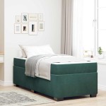 vidaXL Cadru de pat cu saltea Verde închis 100 x 200 cm Catifea