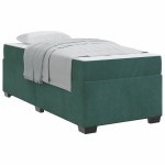vidaXL Cadru de pat cu saltea Verde închis 100 x 200 cm Catifea