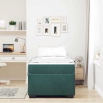 vidaXL Cadru de pat cu saltea Verde închis 100 x 200 cm Catifea
