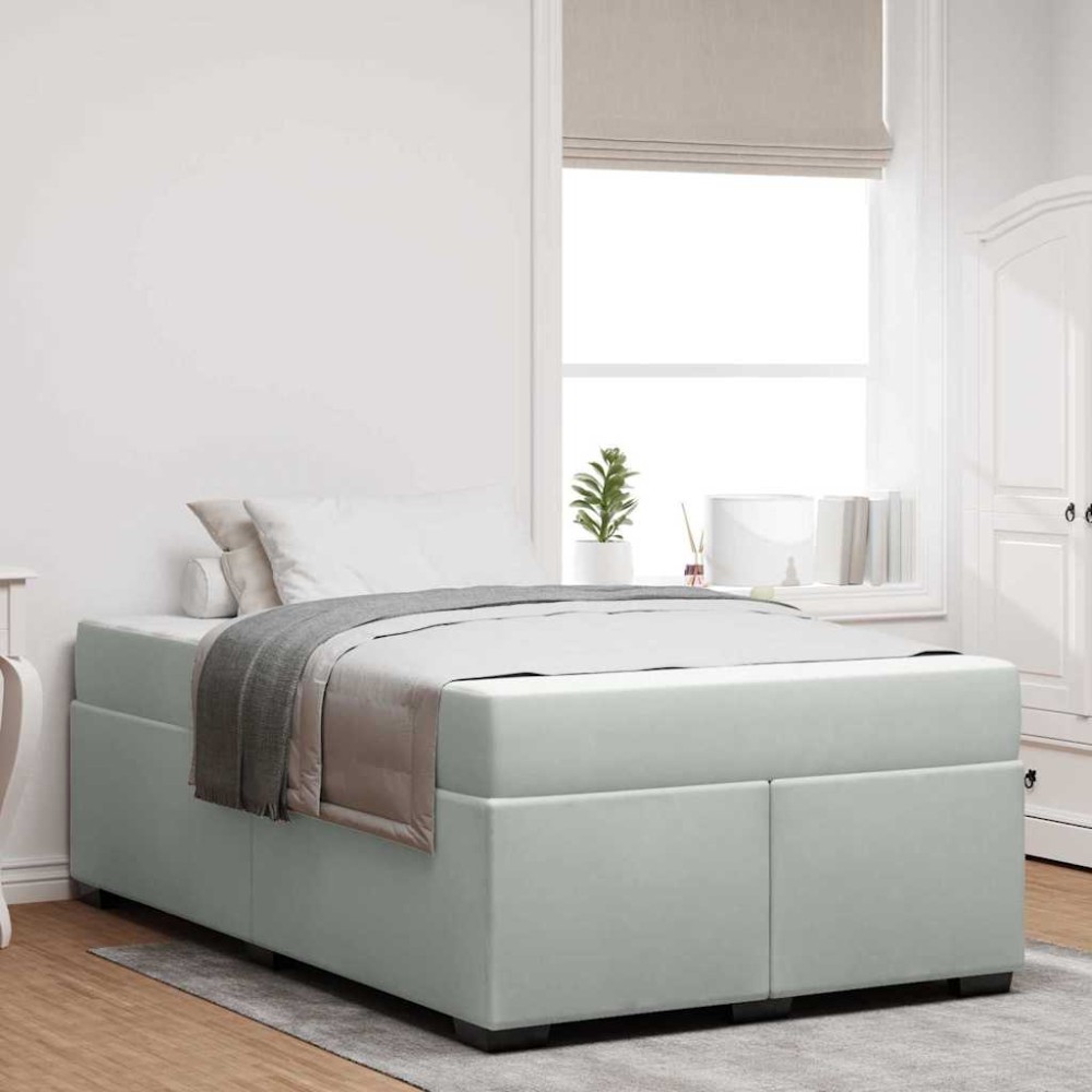 vidaXL Cadru de pat cu saltea Gri deschis 120 x 190 cm Catifea