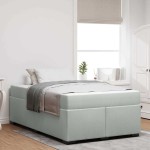vidaXL Cadru de pat cu saltea Gri deschis 120 x 190 cm Catifea