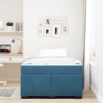 vidaXL Cadru de pat cu saltea Albastru închis 120 x 190 cm Catifea