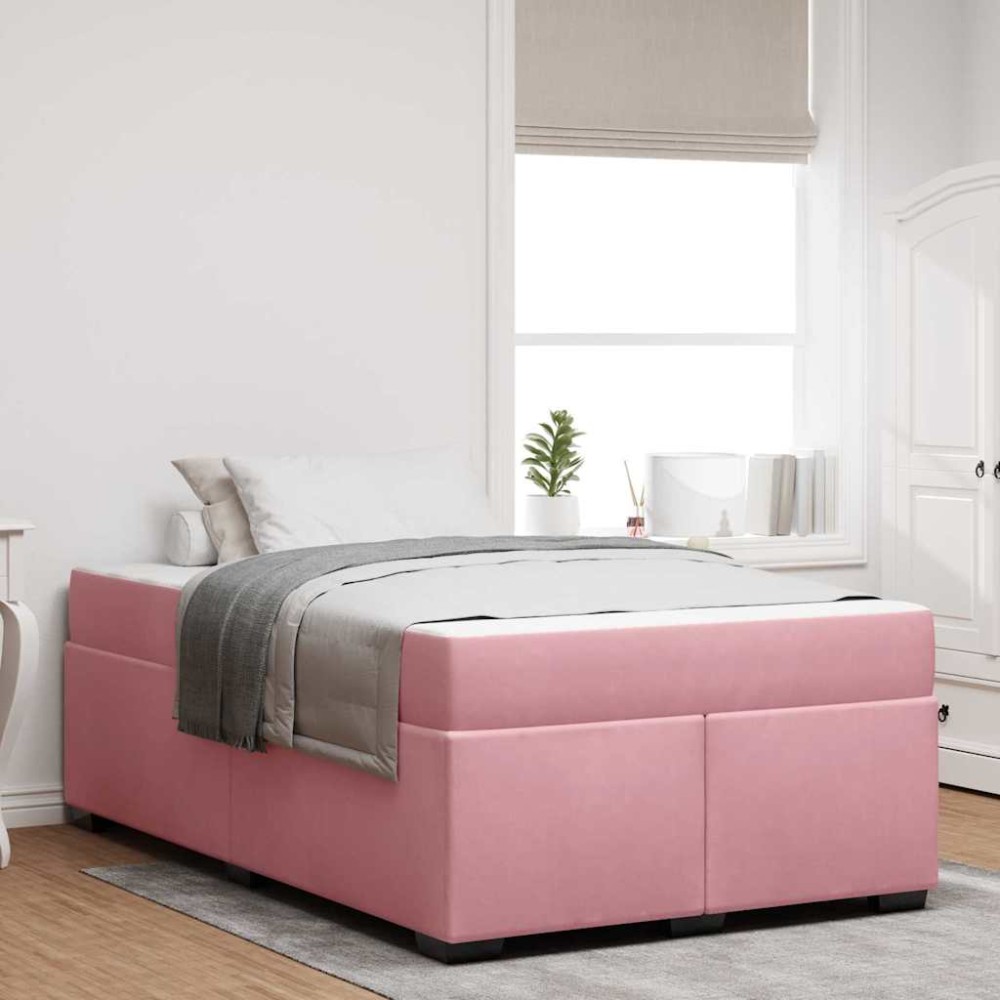 vidaXL Cadru de pat cu saltea cu saltea Roz 120 x 190 cm Catifea