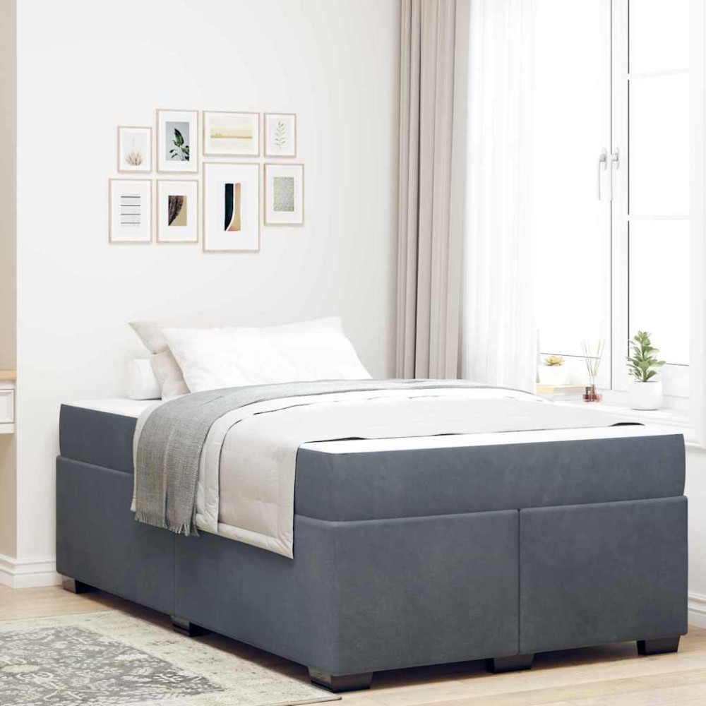 vidaXL Cadru de pat cu saltea Gri închis 120 x 200 cm Catifea